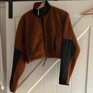 NWT SKIMS Brown and Black Cropped Teddy Jacket